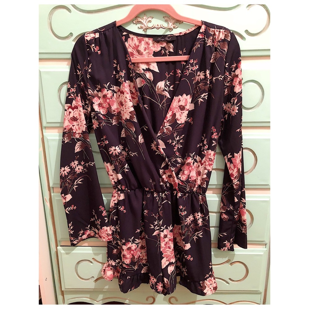 Navy & Dusty Pink Floral Romper
